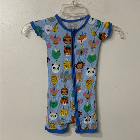 Little Sleepies Other - Little Sleepies Blue Romper with Animal Prints nwot